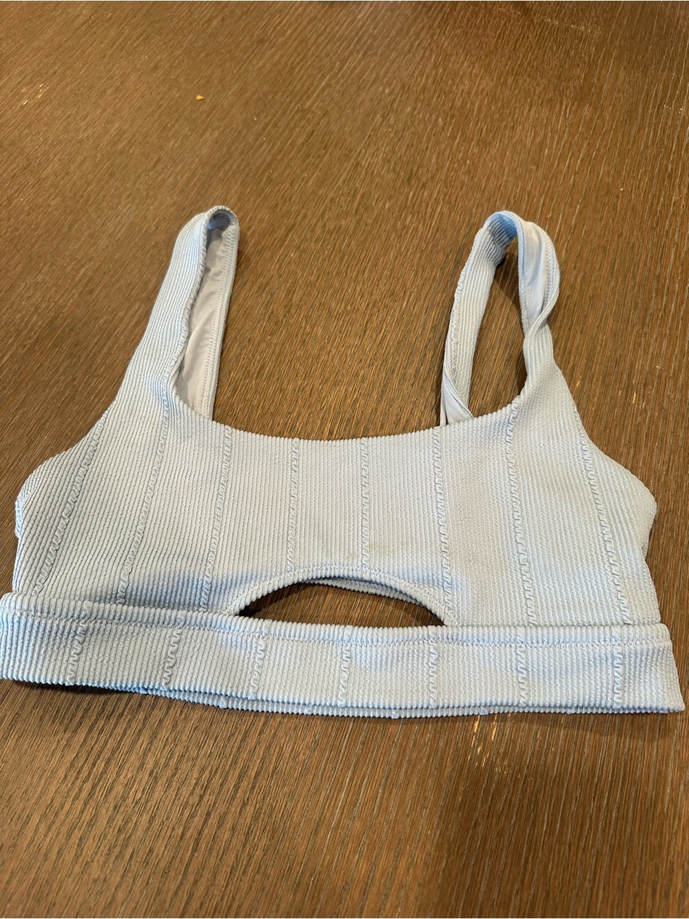 aerie light blue ribbed scoop swim top